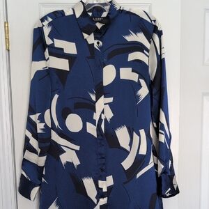 Ralph Lauren Blue and White Midi Dress